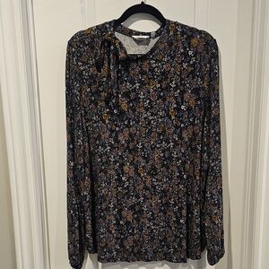 Reitmans | Women's | Long Sleeve Shirt with Bow | Floral | XXL